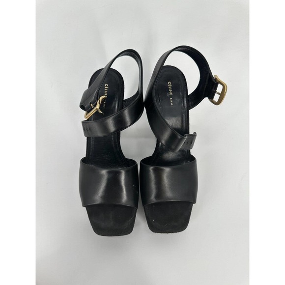 Celine Black Suede Platform Wedge Sandal 130 mm / Arch 80 Platform Wedge 37 1/2 - Picture 3 of 8